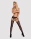 Сетчатые чулки-стокинги с цветочным рисунком Obsessive Garter stockings S207 S/M/L, черные, имитацияSO7266,3 - интернет-магазин интимных товаров Squitter