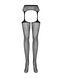 Сетчатые чулки-стокинги с цветочным рисунком Obsessive Garter stockings S207 S/M/L, черные, имитацияSO7266,5 - интернет-магазин интимных товаров Squitter