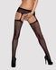 Сетчатые чулки-стокинги с цветочным рисунком Obsessive Garter stockings S207 S/M/L, черные, имитацияSO7266,1 - интернет-магазин интимных товаров Squitter