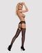 Сетчатые чулки-стокинги с цветочным рисунком Obsessive Garter stockings S207 S/M/L, черные, имитацияSO7266,4 - интернет-магазин интимных товаров Squitter