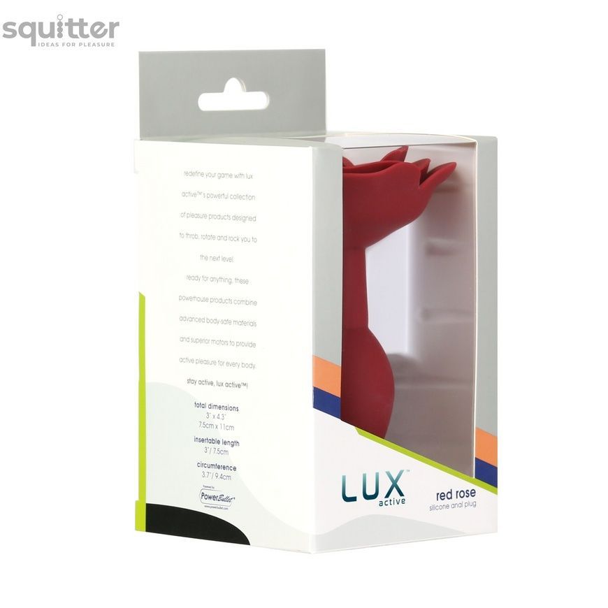 Силіконова анальна пробка Lux Active с розой - Red Rose Silicone Anal Plug SX3924 - онлайн-сексшоп Сквітер