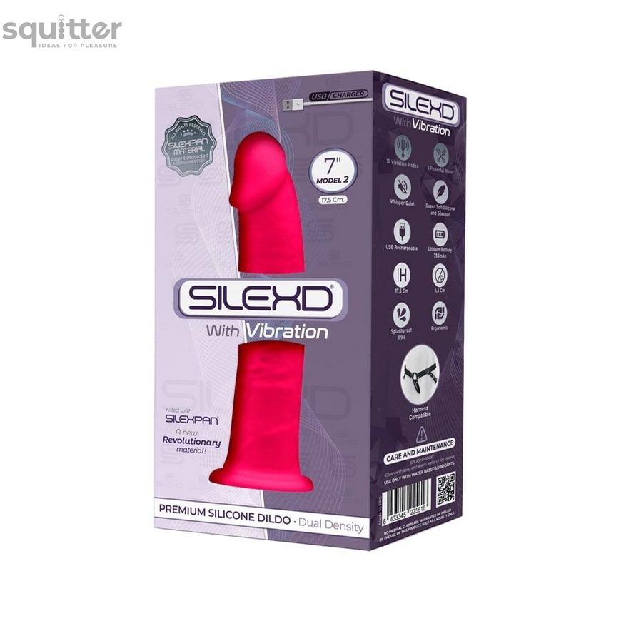 Фалоімітатор з вібрацією SilexD Henry Vibro Pink (MODEL 2 size 7in), двошаровий, діаметр 4,4 см SO5968 фото