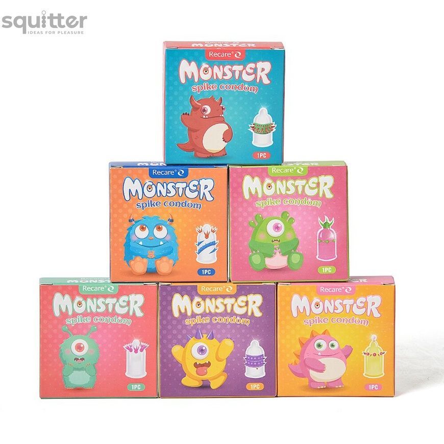 Насадка на член Recare Blue Monster Spike Condom (презерватив з вусиками та спіраллю шипів) SX3341 - онлайн-сексшоп Сквітер