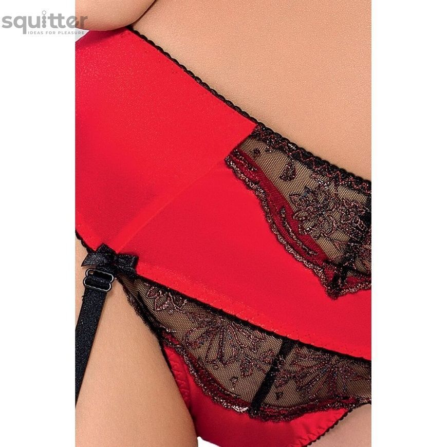 (SALE) Комплект белья BRIDA SET OpenBra red L/XL - Passion Exclusive: трусики-танга, пояс, лиф PS22725 - онлайн-сексшоп Сквитер