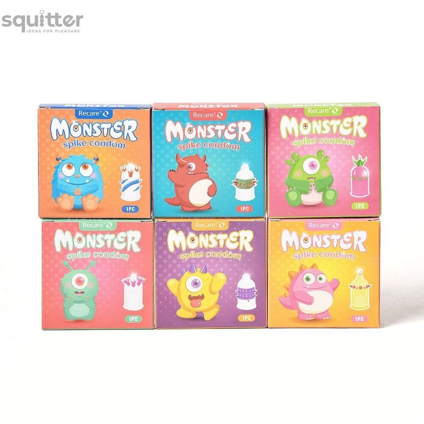 Насадка на член Recare Blue Monster Spike Condom (презерватив з вусиками та спіраллю шипів) SX3341 - онлайн-сексшоп Сквітер