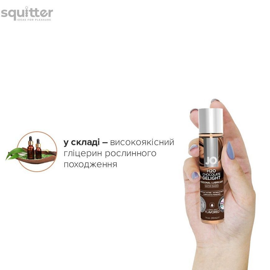 Змазка на водній основі JO H2O &mdash; Chocolate Delight (30 мл) без цукру, рослинний гліцерин SO1475 - онлайн-сексшоп Сквітер