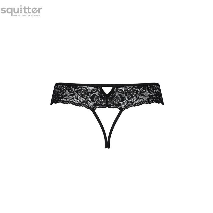 Кружевные стринги с доступом Senia Thong black S/M - Passion SO5380 - онлайн-сексшоп Сквитер
