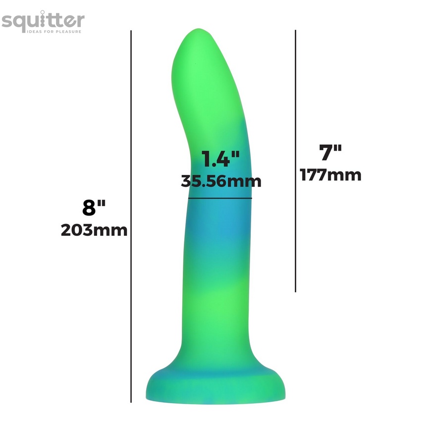 Светящийся в темноте фаллоимитатор ADDICTION Rave 8″ Glow in the Dark Dildo Blue Green, 20,3 см SO6849 фото