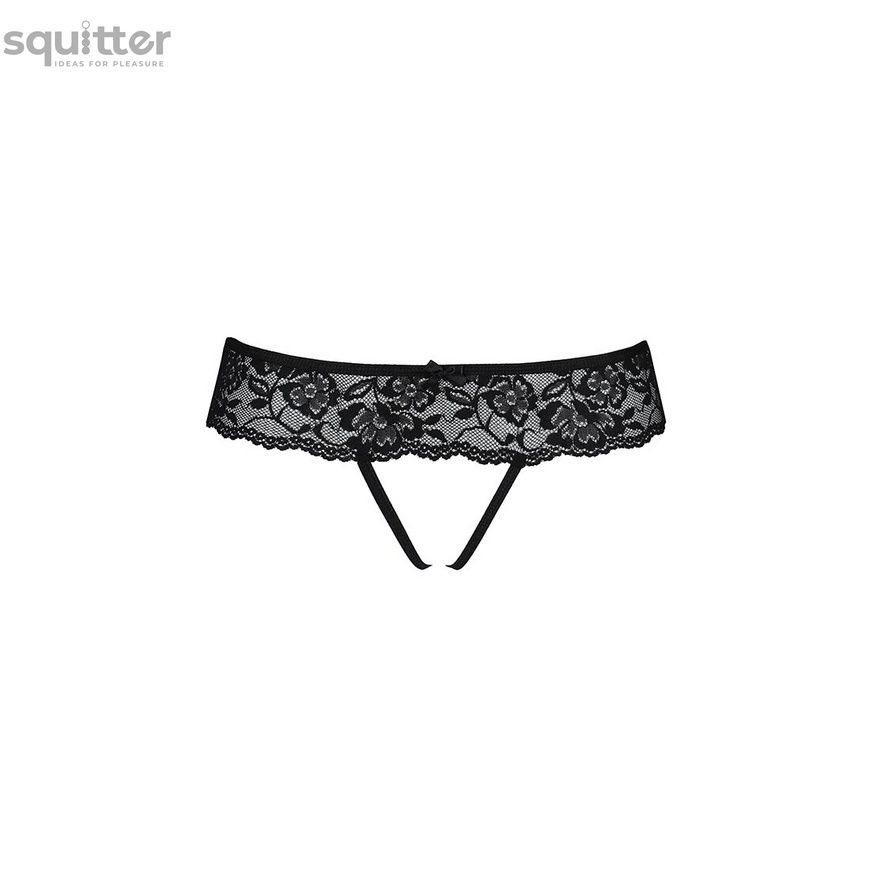 Кружевные стринги с доступом Senia Thong black S/M - Passion SO5380 - онлайн-сексшоп Сквитер