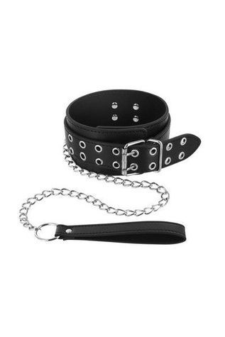 Ошейник широкий с поводком Fetish Tentation Eyalets and Leash SO3730 - онлайн-сексшоп Сквитер