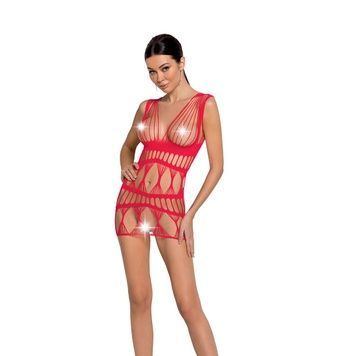 Бодістокінг-сукня Passion BS089 red, міні, плетіння у вигляді павутини SO6386 - онлайн-сексшоп Сквітер