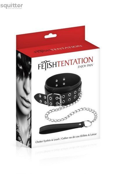 Ошейник широкий с поводком Fetish Tentation Eyalets and Leash SO3730 - онлайн-сексшоп Сквитер