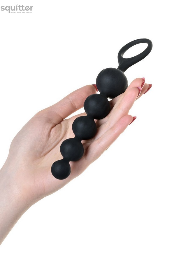 Набір анальних намистин Satisfyer Beads Black, силікон, макс. діаметр 3,3 см та 3,5 см SO2740 фото