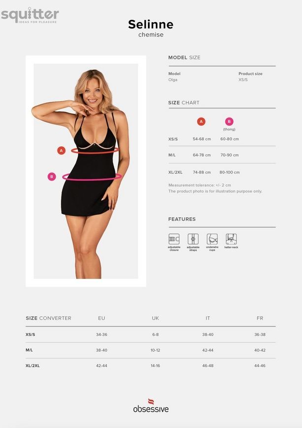 Obsessive Selinne chemise & thong M/L SO8671 - онлайн-сексшоп Сквитер