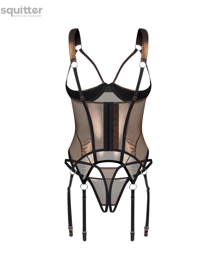 Корсет Obsessive Soranna cupless corset & crotchless thong 2XL/3XL SX3623 - онлайн-сексшоп Сквітер