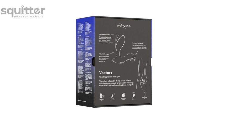 Смарт-вибромассажер простаты We-Vibe Vector+ CHARCOAL BLACK, пульт ДУ, регулируемый угол наклона SO8241 фото