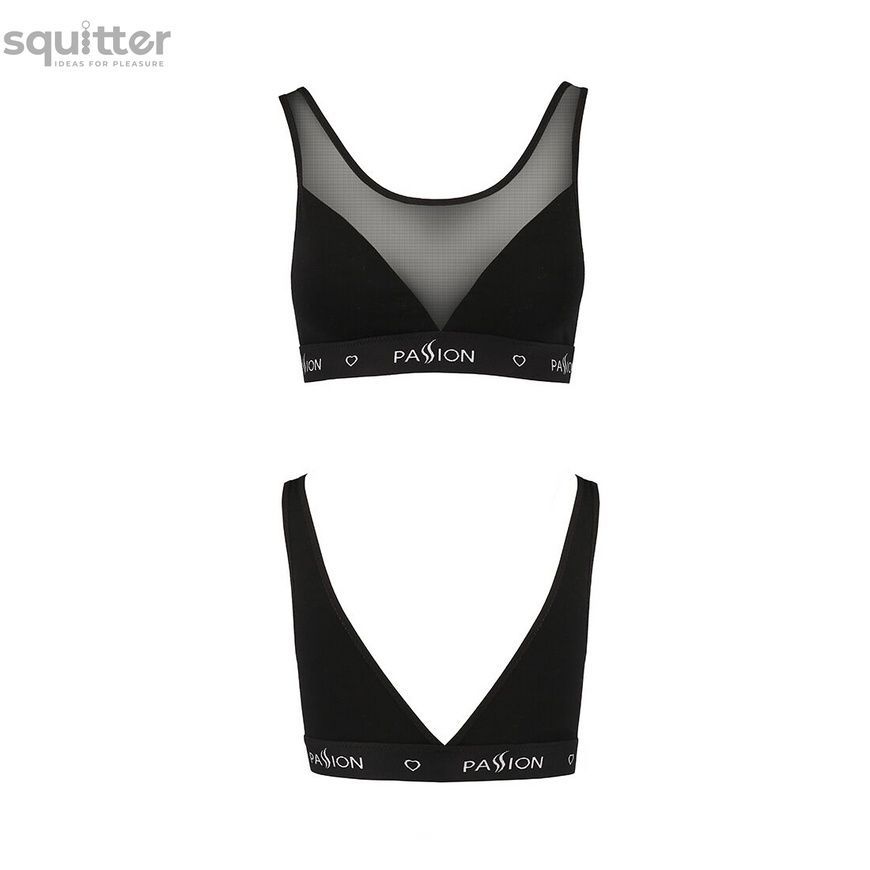 Топ с прозрачной вставкой Passion PS002 TOP black, size M SO4200 - онлайн-сексшоп Сквитер