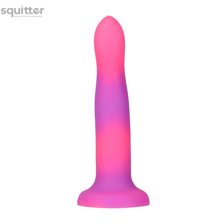 Светящийся в темноте фаллоимитатор ADDICTION Rave 8″ Glow in the Dark Dildo Pink Purple, 20,3 см SO6850 фото