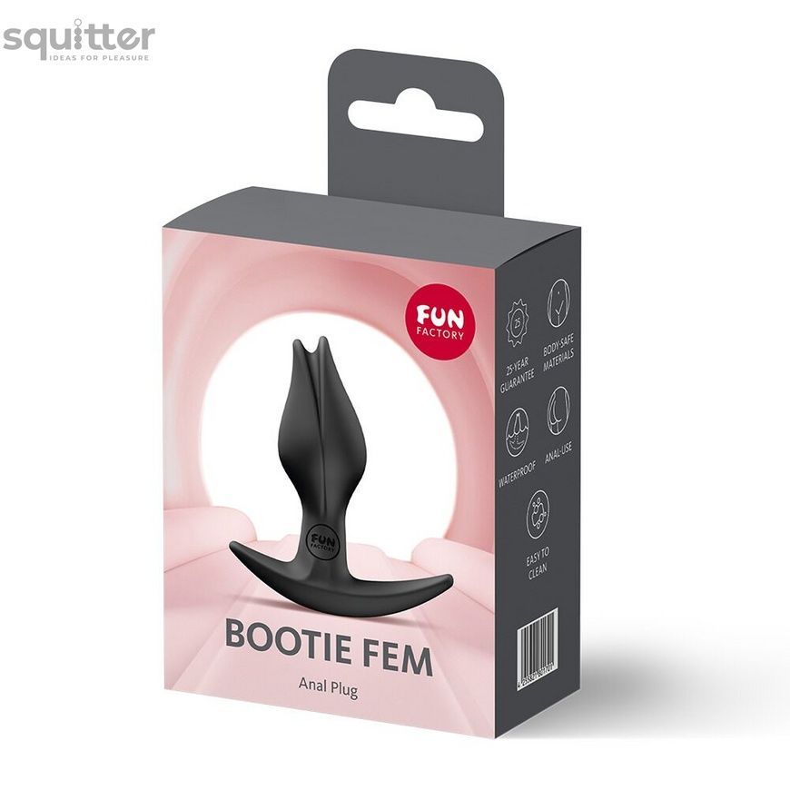 Анальна пробка Fun Factory BOOTIE FEM Black, у вигляді бутона, діаметр 2,9 см, тонкий обмежувач SX3692 - онлайн-сексшоп Сквітер