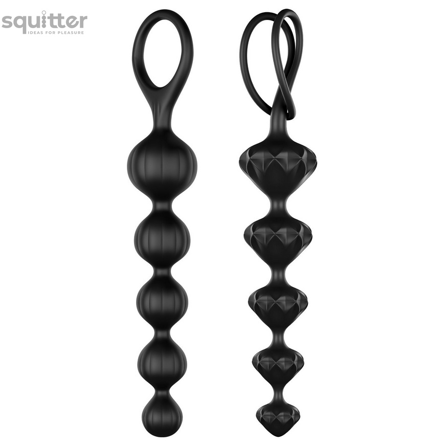 Набор анальных бус Satisfyer Beads Black, силикон, макс. диаметр 3,3 см и 3,5 см SO2740 фото