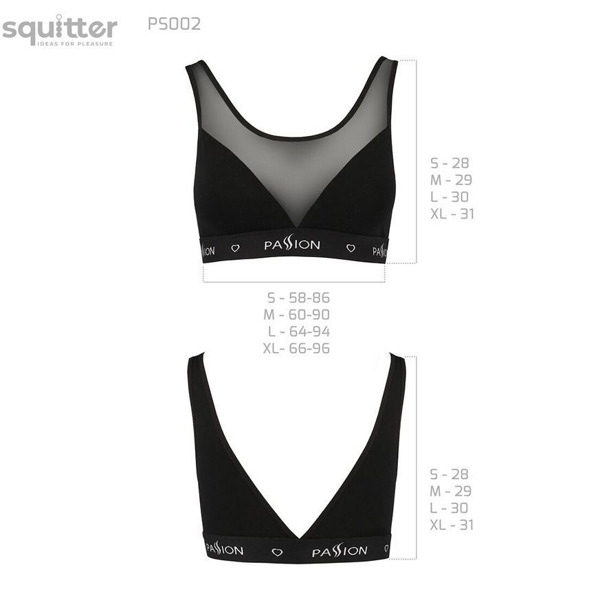 Топ с прозрачной вставкой Passion PS002 TOP black, size M SO4200 - онлайн-сексшоп Сквитер