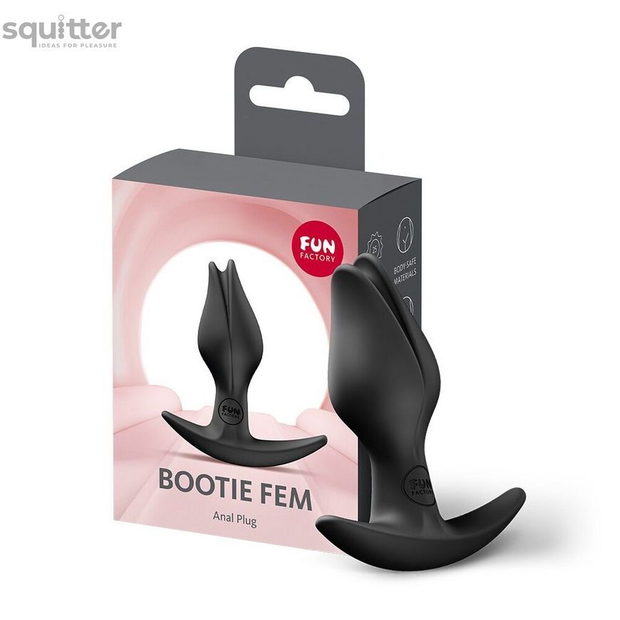 Анальна пробка Fun Factory BOOTIE FEM Black, у вигляді бутона, діаметр 2,9 см, тонкий обмежувач SX3692 - онлайн-сексшоп Сквітер