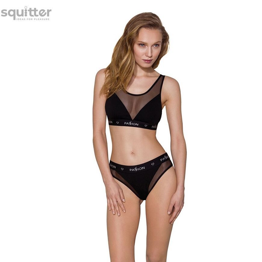 Топ с прозрачной вставкой Passion PS002 TOP black, size M SO4200 - онлайн-сексшоп Сквитер