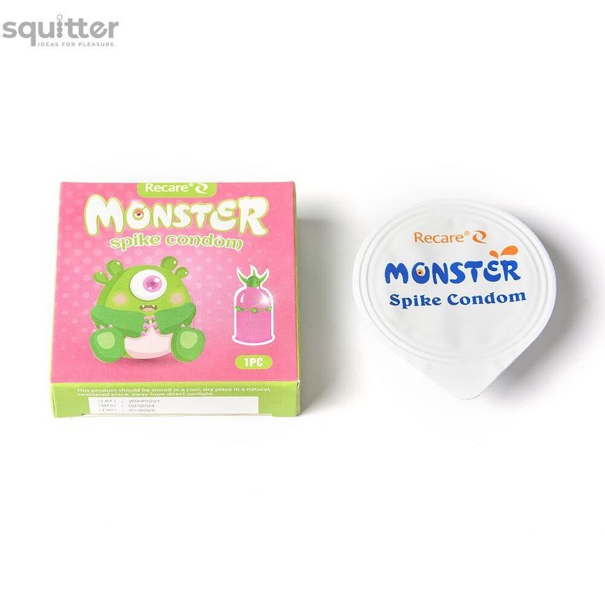Насадка на член Recare Green Monster Spike Condom (презерватив з рядом кульок і вусиками на кінчику) SX3353 - онлайн-сексшоп Сквітер
