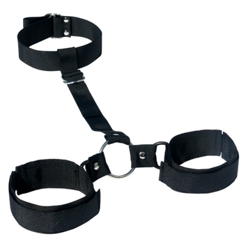 Нашийник з наручниками Sex and Mischief - Shadow Neck & Wrist Restraint, для рук і ніг, тканинний SO2143 фото