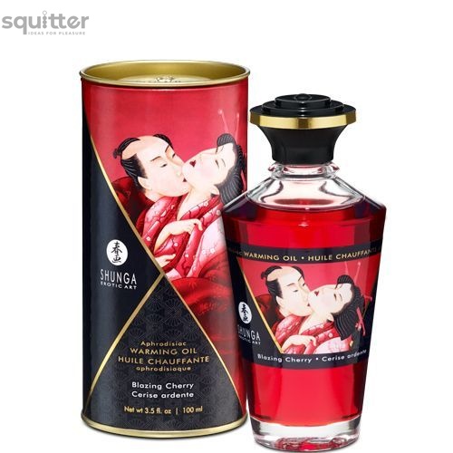 Разогревающее масло Shunga Aphrodisiac Warming Oil - Blazing Cherry (100 мл) без сахара, вкусный SO2493 фото