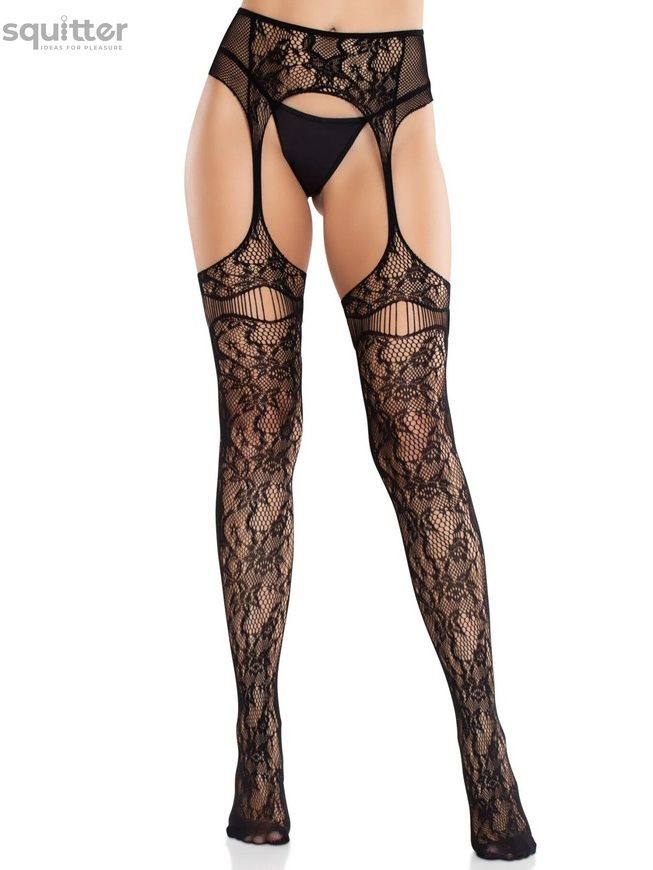 Колготки Leg Avenue Net Stockings with Attached Garter Belt One Size Black SX2752 - онлайн-сексшоп Сквітер