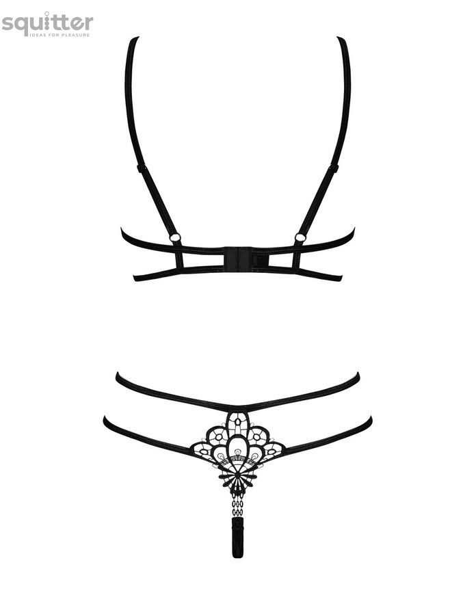 Эротический комплект из стреп Obsessive Badossa 2-pcs set L/XL, черный, с доступом, бюстгальтер, стр SO7218 - онлайн-сексшоп Сквитер