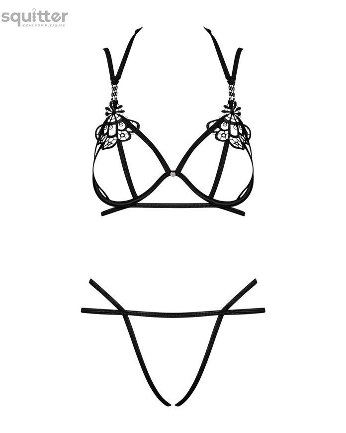 Эротический комплект из стреп Obsessive Badossa 2-pcs set L/XL, черный, с доступом, бюстгальтер, стр SO7218 - онлайн-сексшоп Сквитер
