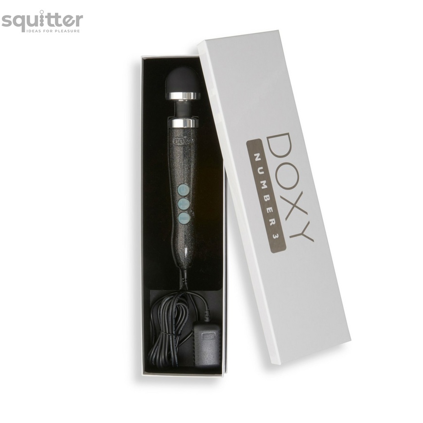 Вібромасажер DOXY Number 3 Disco Black, дуже потужний, живлення 220В, металевий корпус SO2604 фото