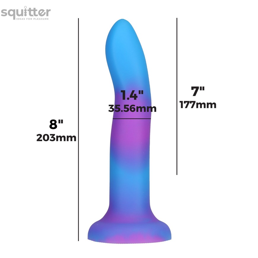 Светящийся в темноте фаллоимитатор ADDICTION Rave 8″ Glow in the Dark Dildo Blue Purple, 20,3 см SO6851 фото