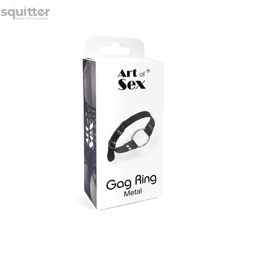 Кляп Металлическое кольцо из натуральной кожи Art of Sex - Gag Ring Metal, цвет Черный SO6790 фото