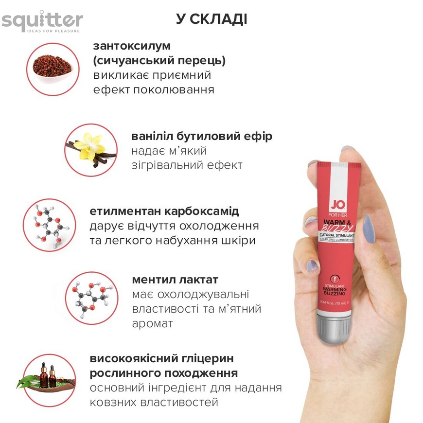 Возбуждающий гель для клитора System JO WARM & BUZZY (10 мл) с эффектом жидкого вибратора SO1797 фото