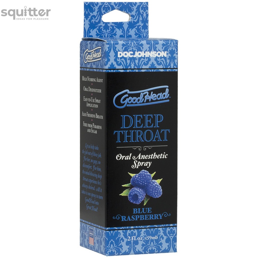 Спрей для мінету Doc Johnson GoodHead DeepThroat Spray - Blue Raspberry 59 мл для глибокого мінету SO9854 фото