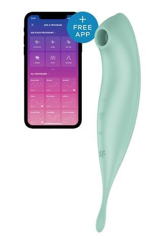 Смарт-вибратор для клитора с вакуумной стимуляцией Satisfyer Twirling Pro+ Mint SO6716 - онлайн-сексшоп Сквитер