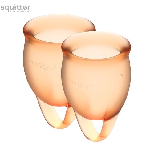 Набор менструальных чаш Satisfyer Feel Confident (orange), 15мл и 20мл, мешочек для хранения SO3581 фото