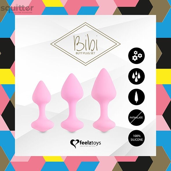 Набір силіконових анальних пробок FeelzToys - Bibi Butt Plug Set 3 pcs Pink SO4576 фото