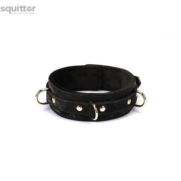 Нашийник з повідцем Liebe Seele Boudoir Amor Collar with Leash Black, три кільця SX1668 - онлайн-сексшоп Сквітер