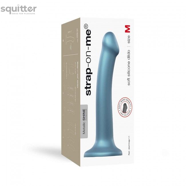 Насадка для страпона Strap-On-Me Mono Density Dildo Blue M, диам. 3,3см, однослойный силикон, гибкий SO3569 фото