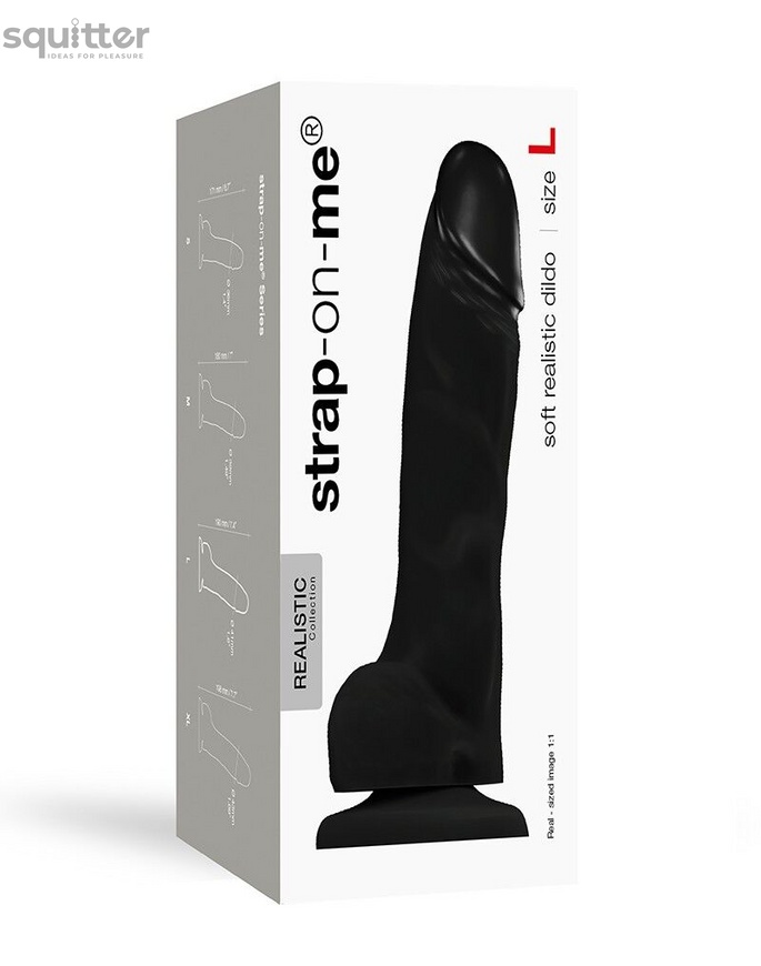 Реалістичний фалоімітатор Strap-On-Me SOFT REALISTIC DILDO Black - Size L SO4523 фото