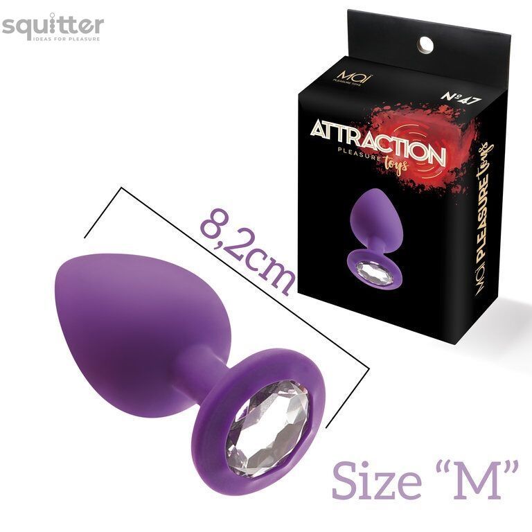 Анальная пробка с кристаллом MAI Attraction Toys №48 Purple, длина 8,2см, диаметр 3,5см SO4626 - онлайн-сексшоп Сквитер