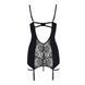 Сорочка приталена з пажами PAULINE CHEMISE black L/XL Passion, трусики EL15801,5 - інтернет-магазин інтимних товарів Squitter