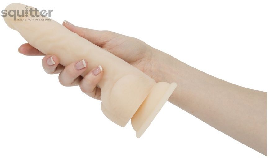 Фалоімітатор з пульсацією Naked ADDICTION Dominic 9&Prime; Vanilla, пульт ДК, діаметр 4,2 см SO5588 - онлайн-сексшоп Сквітер