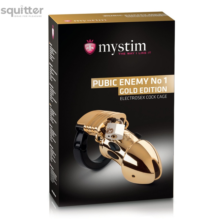 Клетка для члена с электростимуляцией Mystim Pubic Enemy No 1 - Gold Edition SO3809 фото