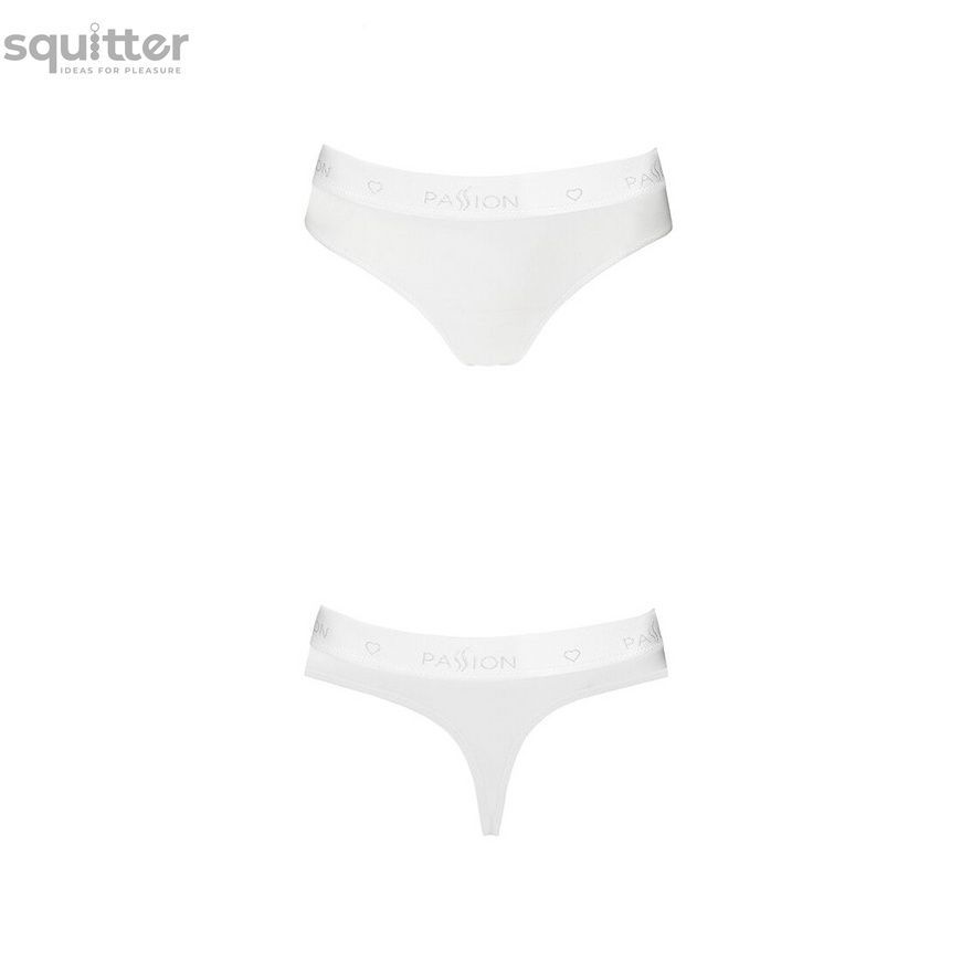 Трусики-бразилиана из хлопка Passion PS005 PANTIES white, size S SO4225 - онлайн-сексшоп Сквитер