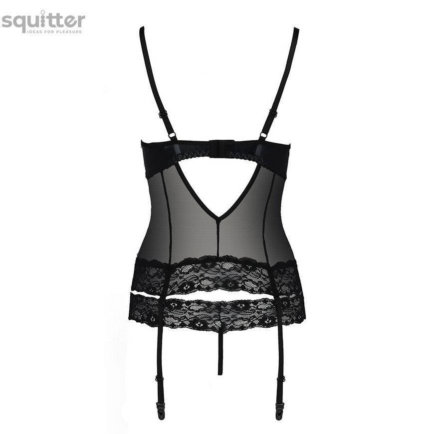 Корсет с открытой грудью NORTH CORSET black L/XL - Passion Exclusive, пажи, трусики, шнуровка PS24004 - онлайн-сексшоп Сквитер
